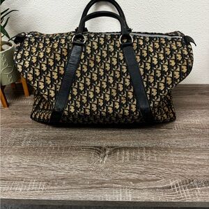 Dior Black and Beige Monogram Weekender Bag